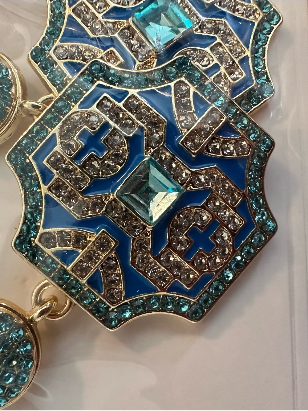 Blue Crystal Drop Earrings - Designer Style